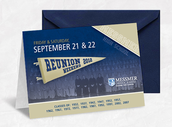 Messmer Catholic Schools Reunion Weekend 2012 Invite Marketing Design
